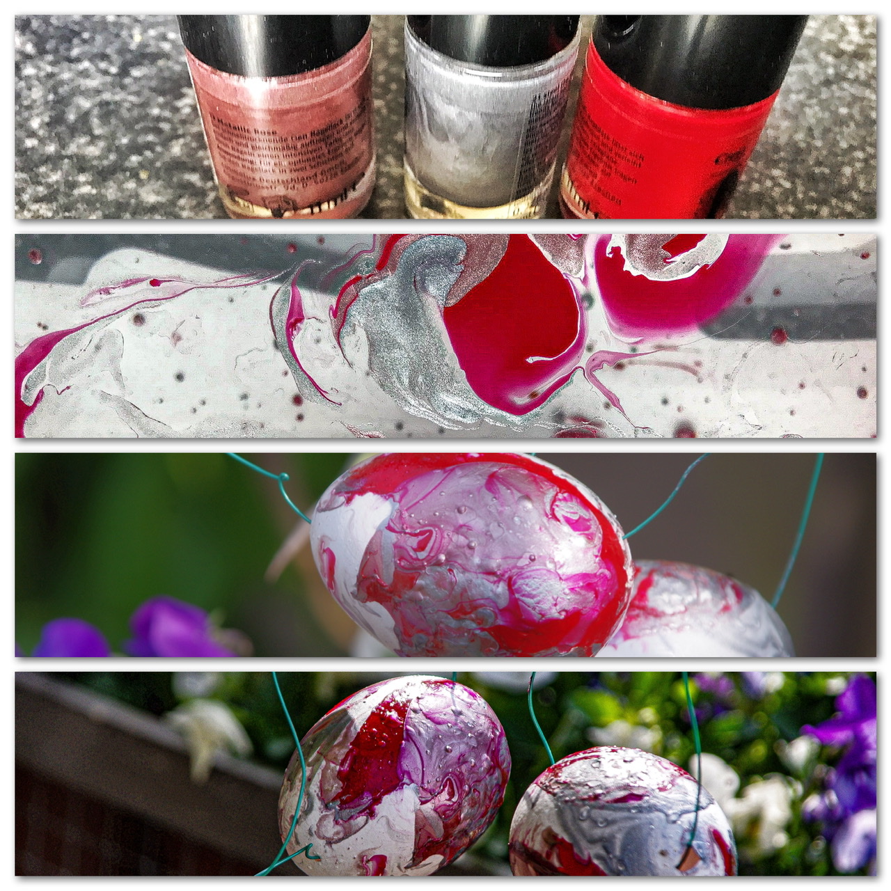 Ostereier mit Nagellack gefärbt Ostereier mit Nagellack gefärbt